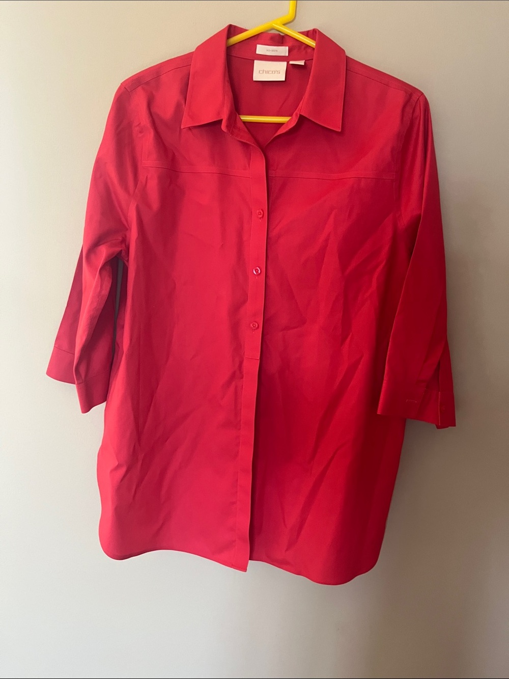 Chico's Vibrant Coral-Red Button Front Top